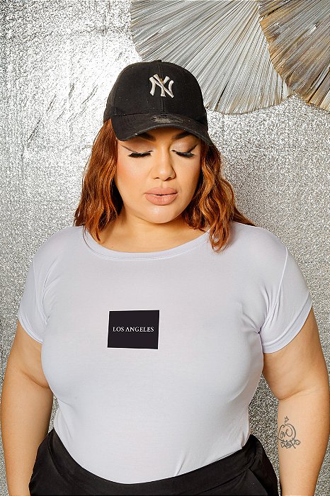T-SHIRT PLUS SIZE LOS ANGELES DTF BRANCO XG