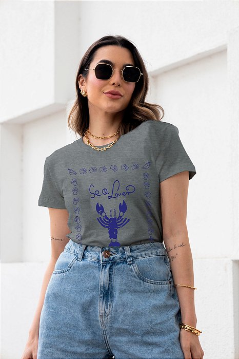 T-SHIRT LAGOSTA SE O LOVEN DTF CINZA