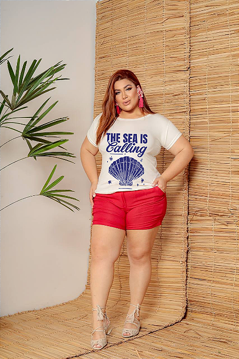 T-SHIRT PLUS SIZE CONCHA THE SEA DTF OFF WHITE XG