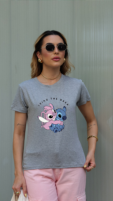 T-SHIRT STITCH E ANGEL DTF CINZA
