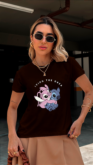 T-SHIRT STITCH E ANGEL DTF CHOCOLATE
