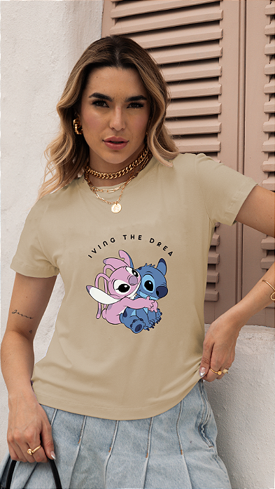 T-SHIRT STITCH E ANGEL DTF BEGE
