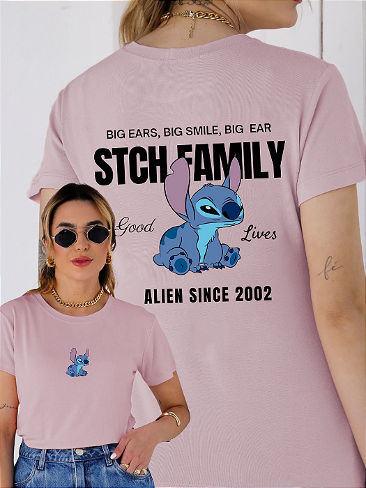 T-SHIRT STITCH FAMILY DTF ROSA BEBÊ