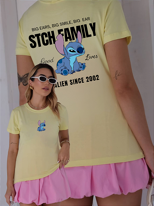 T-SHIRT STITCH FAMILY DTF AMARELO BEBÊ