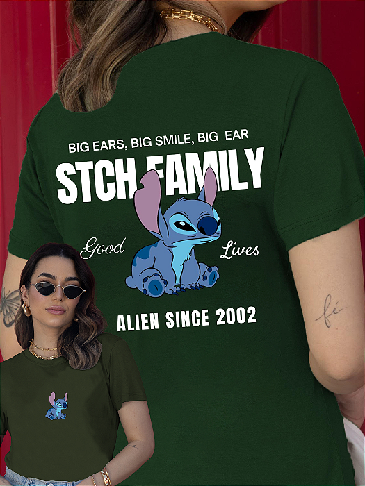T-SHIRT STITCH FAMILY DTF VERDE MILITAR