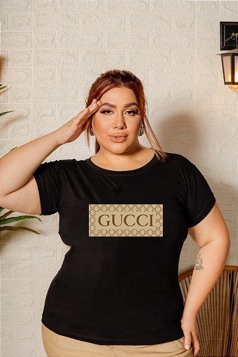 T-SHIRT PLUS SIZE PADRÃO GUCCI DTF XG