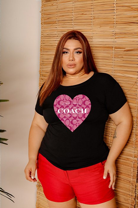 T-SHIRT PLUS SIZE CORAÇÃO COACH DTF XG