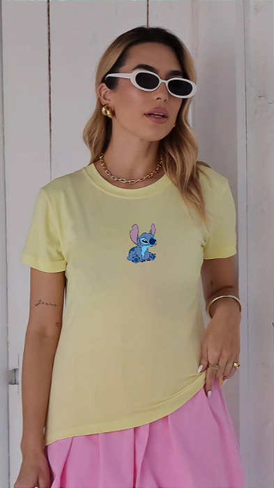 T-SHIRT STITCH BRAVO DTF AMARELO BEBÊ