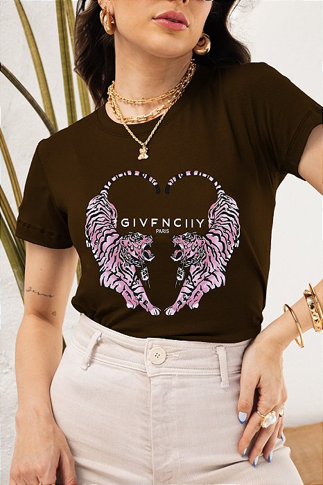 T-SHIRT TIGRES CORAÇÃO DTF CHOCOLATE