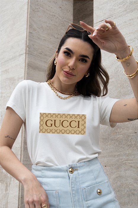 T-SHIRT PADRÃO GUCCI DTF BRANCO