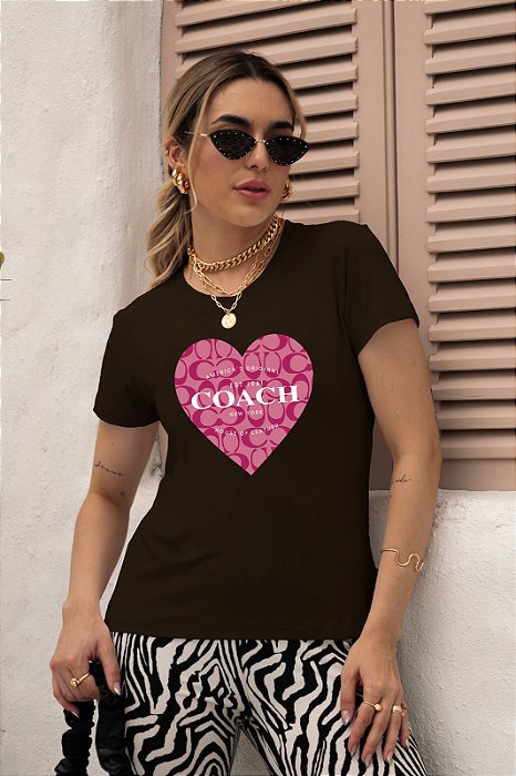T-SHIRT CORAÇÃO COACH DTF CHOCOLATE