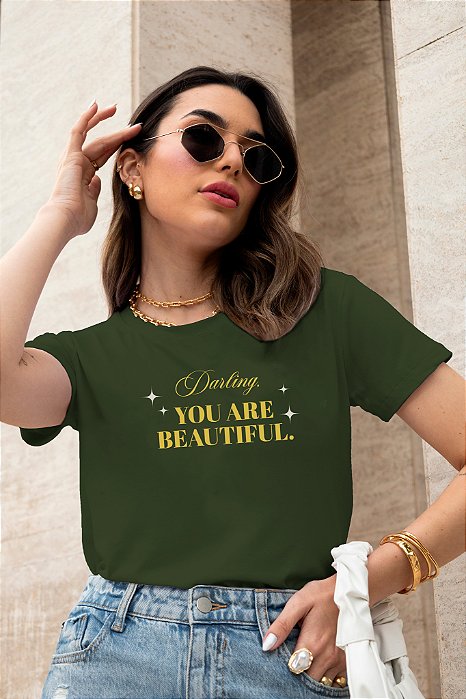 T-SHIRT DARLING YOU ARE DTF VERDE MILITAR