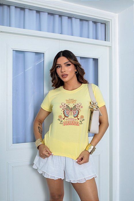 T-SHIRT TRUST VISION BORBOLETA DTF AMARELO BEBÊ