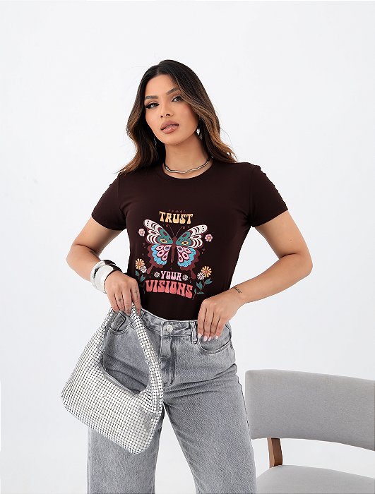 T-SHIRT TRUST VISION BORBOLETA DTF CHOCOLATE