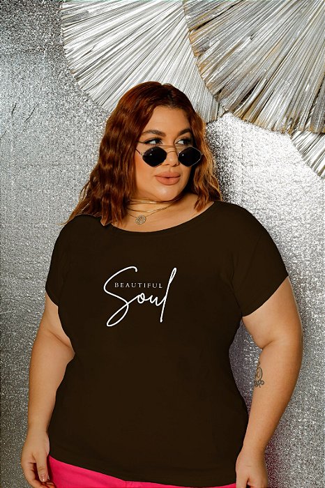 T-SHIRT PLUS SIZE SOUL BEAUTIFUL DTF CHOCOLATE XG