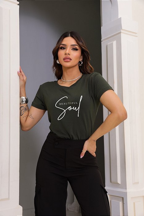 T-SHIRT SOUL BEAUTIFUL DTF VERDE MILITAR