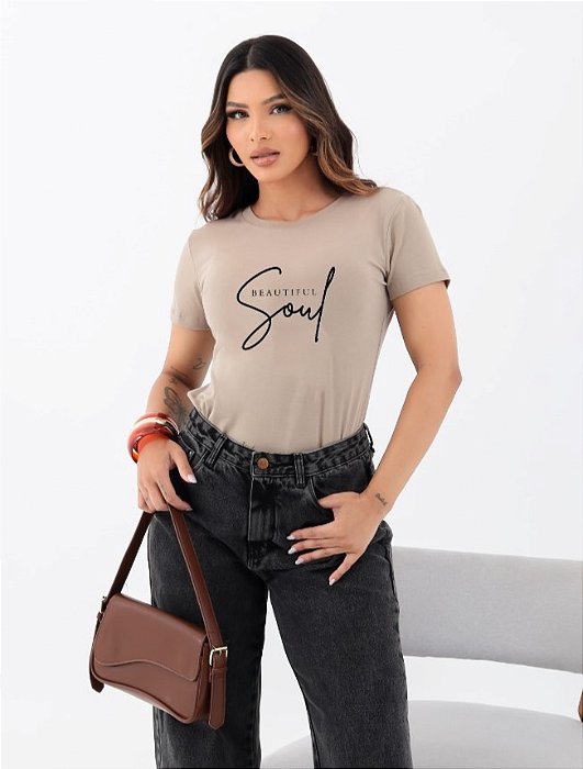 T-SHIRT SOUL BEAUTIFUL DTF BEGE