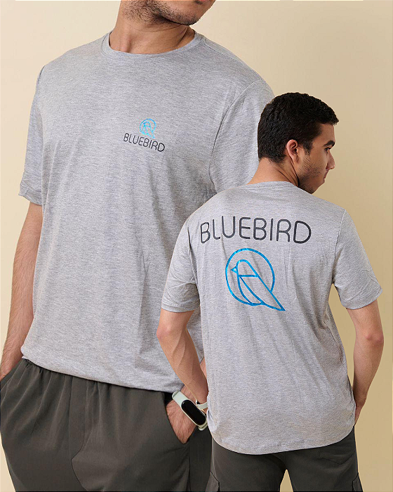 T-SHIRT MASCULINA BLUE BIRD CINZA
