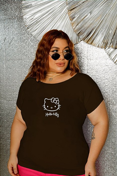 T-SHIRT PLUS SIZE HELLO KITTY DTF CHOCOLATE XG