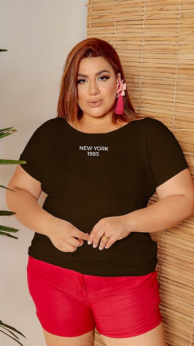 T-SHIRT PLUS SIZE NEW YORK 1985 DTF CHOCOLATE XG
