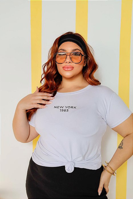 T-SHIRT PLUS SIZE NEW YORK 1985 DTF BRANCO XG