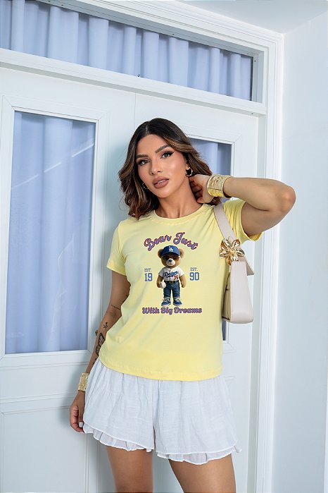 T-SHIRT URSO DODGERS DTF AMARELO BEBÊ