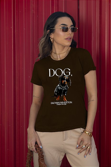 T-SHIRT DOG DACHSHUND DTF CHOCOLATE