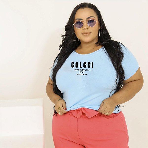 T-SHIRT PLUS SIZE COLCCI REVOLUTION DTF AZUL BEBÊ XG
