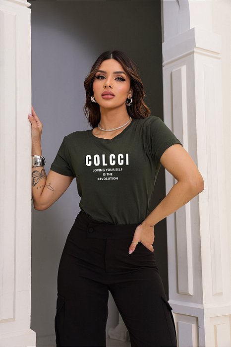 T-SHIRT COLCCI REVOLUTION DTF VERDE MILITAR