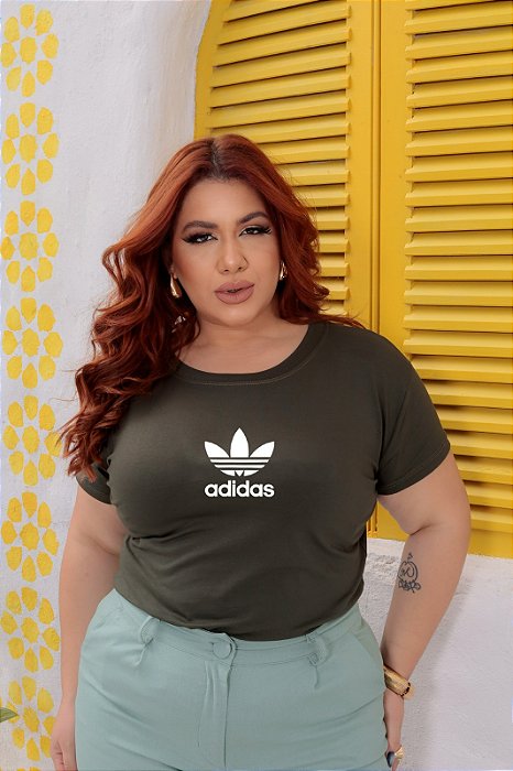 T-SHIRT PLUS SIZE ADIDAS DTF VERDE MILITAR XG