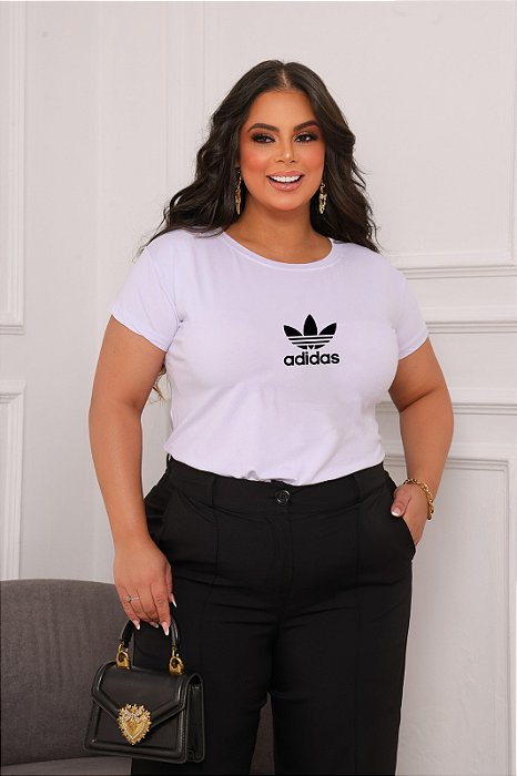 T-SHIRT PLUS SIZE ADIDAS DTF BRANCO XG