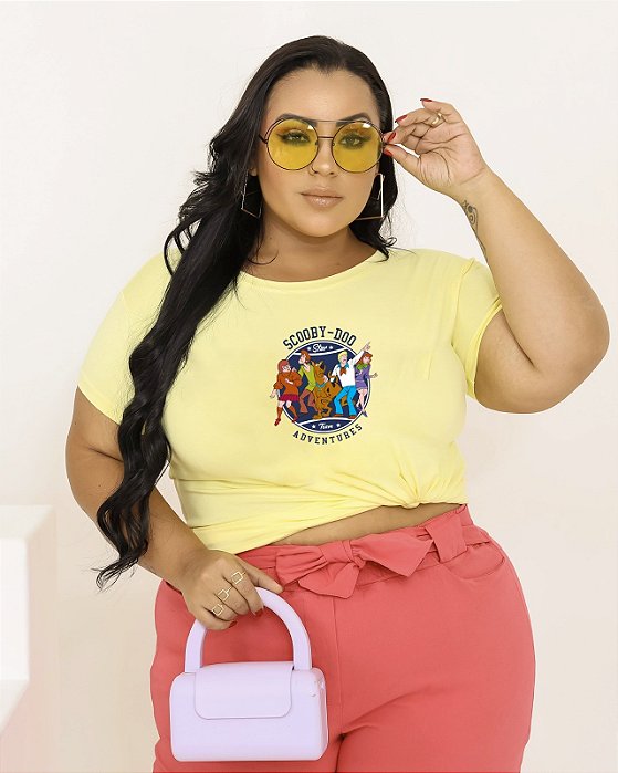 T-SHIRT PLUS SIZE TURMA DO SCOOBY-DOO DTF AMARELO BEBÊ XG