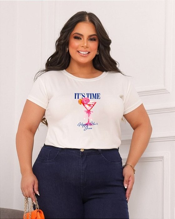 T-SHIRT PLUS SIZE IT'S TIME DRINK DTF OFF WHITE XG
