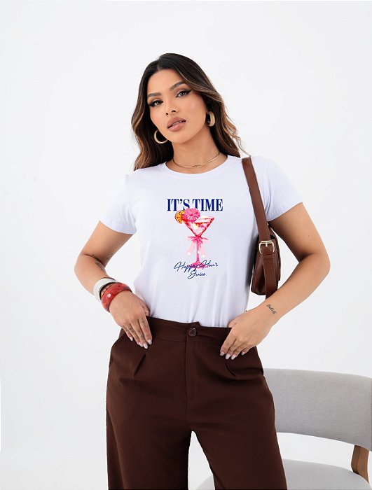T-SHIRT IT'S TIME DRINK DTF OFF WHITE