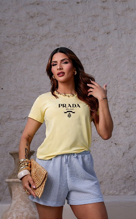T-SHIRT PRADA DTF AMARELO BEBÊ
