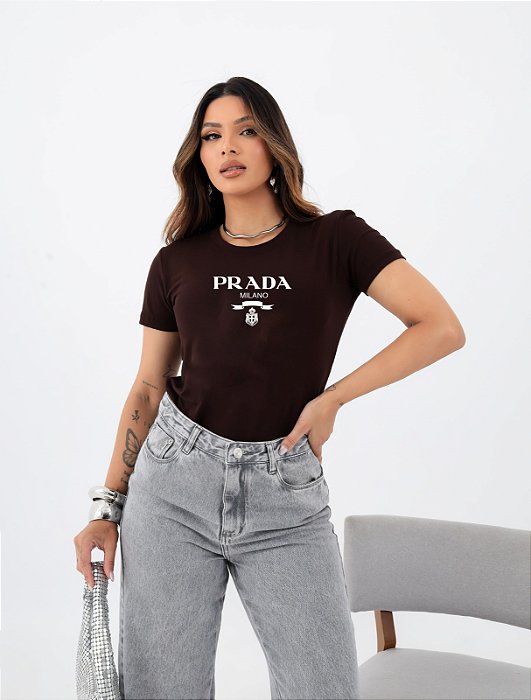 T-SHIRT PRADA DTF CHOCOLATE