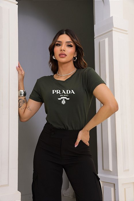 T-SHIRT PRADA DTF VERDE MILITAR