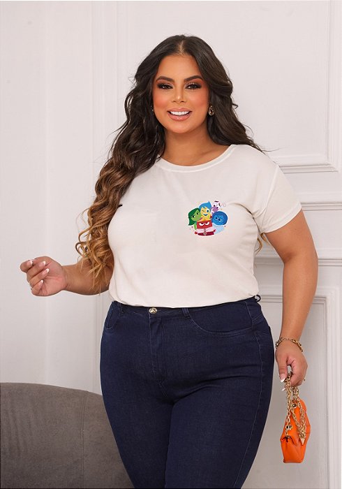 T-SHIRT PLUS SIZE DIVERTIDAMENTE DTF OFF WHITE XG