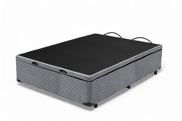 BOX BAÚ CINZA QUADRICULADO