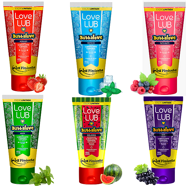 Lubrificante Bubbalove Beijável Menta Morango Tutti-Frutti