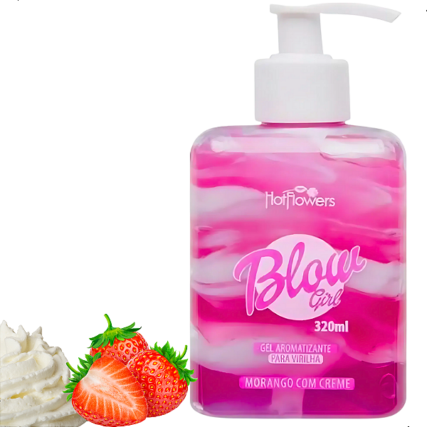 Blow Girl Mix Gel E Creme Beijável Sabor Morango Creme 320ml