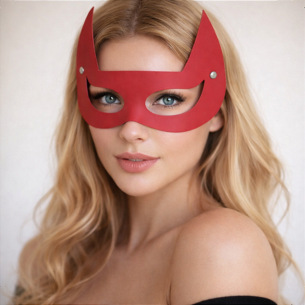 Máscara Mulher Gato Diabinha Festa Fantasia Halloween