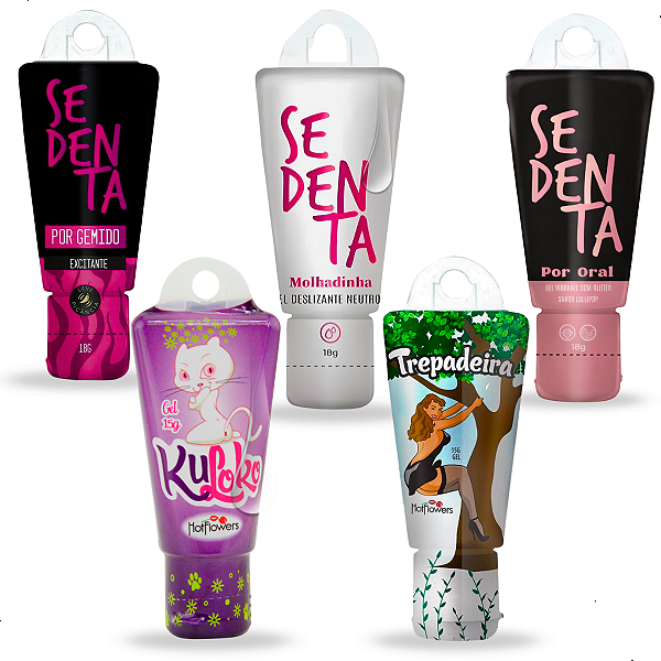 Kit Sex Shop 5 Gel Lubrificante Íntimo Produtos Trepadeira