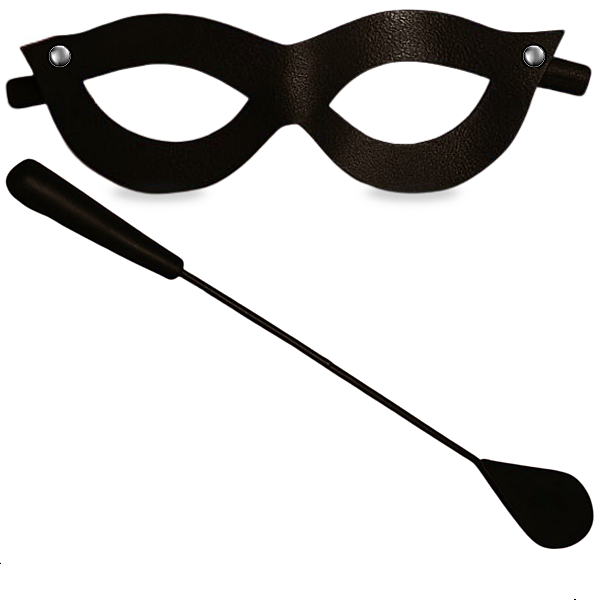 Kit Tiazinha Máscara Chicote Festa Fantasia Carnaval  Preto