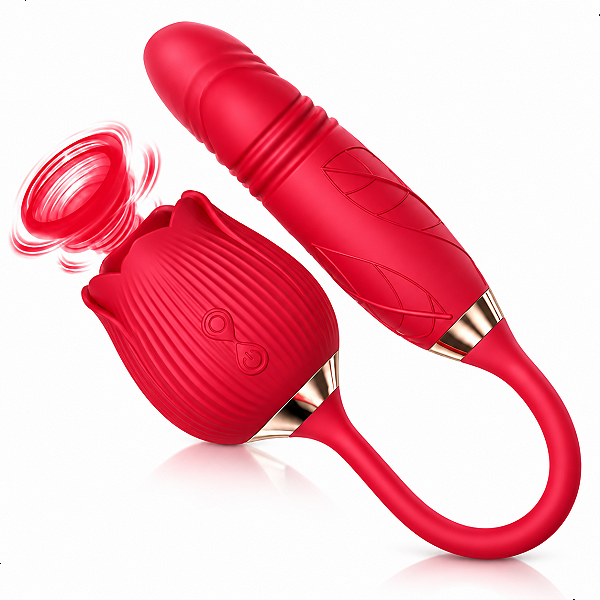 Vibrador Formato De Rosa 10 Modos De Vibração Vai E Vem Pulsação