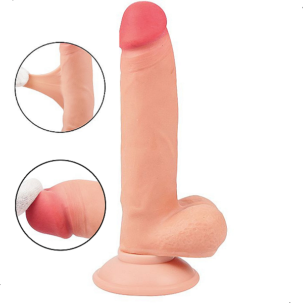 Pênis Realístico Com Ventosa Removível E Dupla Camada - 17,5cm