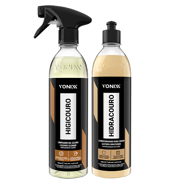 Kit Limpeza e Hidratação Couro Higicouro + Hidracouro 500ml Vonixx
