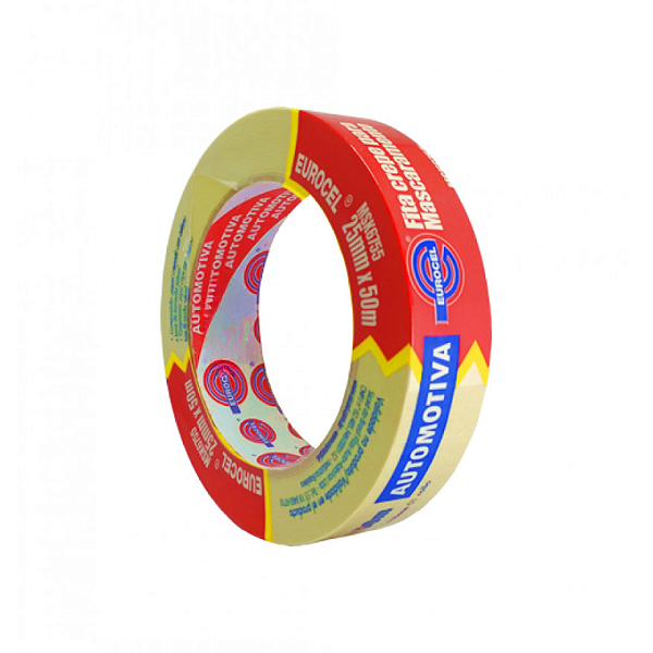 Fita Crepe Premium Amarela 25mm x 50m Eurocel