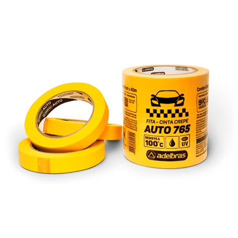 Fita Adesiva Crepe Auto765 24mmx40m Amarela Adelbras C/5 Rolos