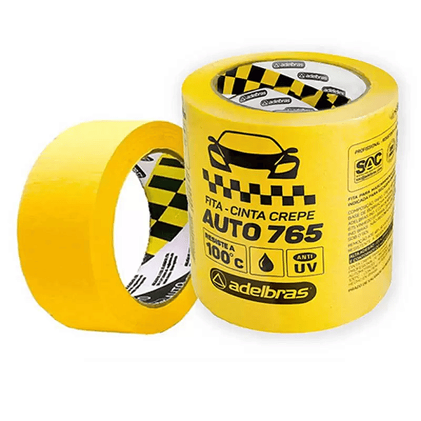 Fita Adesiva Crepe Auto765 48mmx40m Amarela Adelbras C/ 2 Rolos